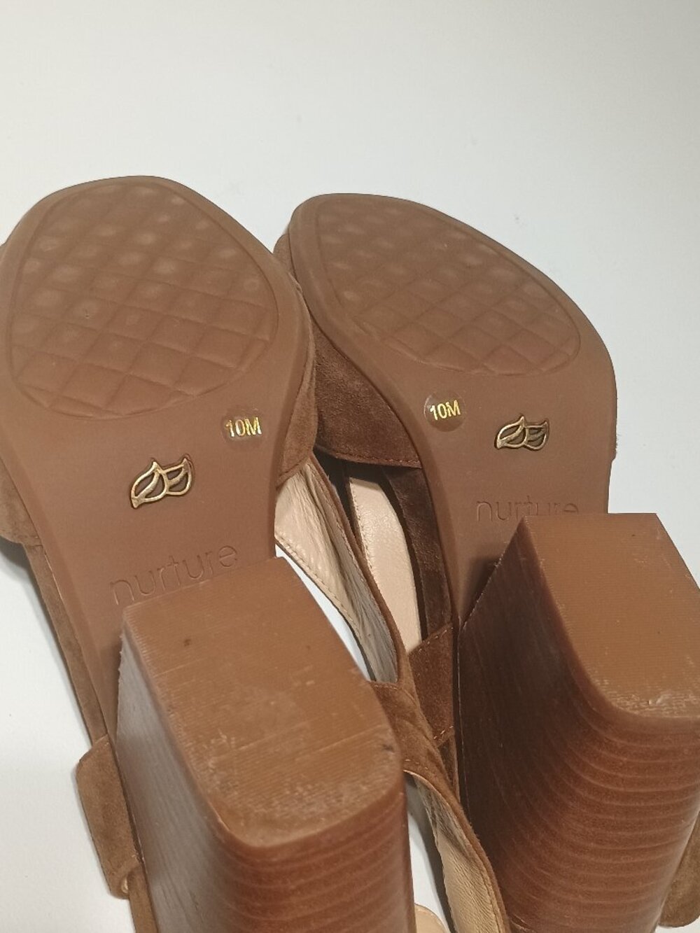 Nurture Brown Suede Leather Criss Cross Block Heel Sandals Women’s Size 10M - Picture 5 of 8